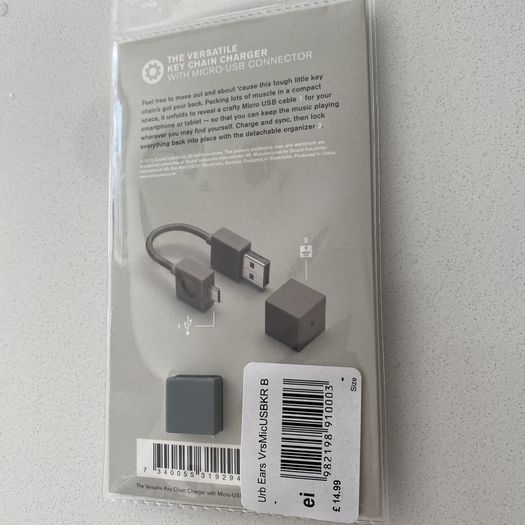 Urbanears Charge and Sync Key Chain Charger, USB A to USB B | Micro