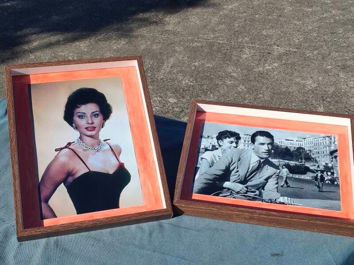 A large pair of Sophie Loren framed photos