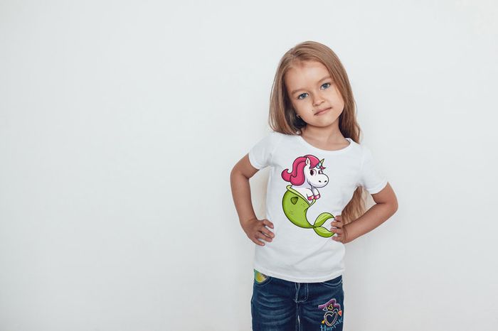Cute Funny Unicorns Printed Girls T-shirt Tee Top Shirt Birthday Girl Tees Tops Shirts
