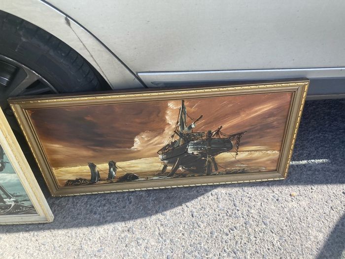 Bill hawkes artist 1960s 1970s signed framed oil paintings free postage