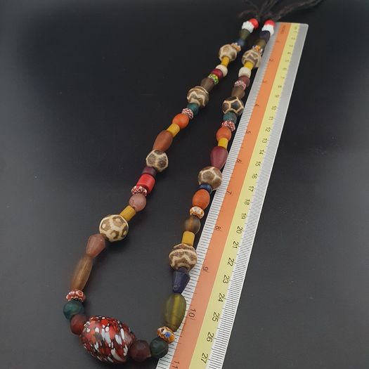 Vintage Asian & African Glass with Pumtek Pyu Beads Tribal Necklace