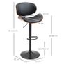 Bar Stool Set, Adjustable Height, Swivel, Faux Leather, Steel Frame, Black, 53 x 50.5 x 112.5 cm Image 2