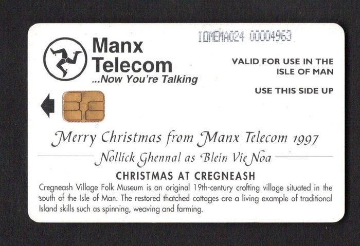 1997 Isle of Man UK2/ 21 units Christmas at Cregneash (Siemens - S30 (Module 34)) Phone Card.