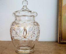 Victorian enamel handpainted glass jar