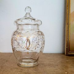 Victorian enamel handpainted glass jar
