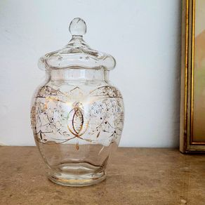 Victorian enamel handpainted glass jar