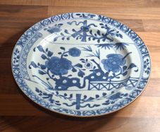 Antique 18th C. Chinese Blue N White Porcelain Plate Kangxi Period