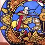 Circular Stained Glass Style Plate with Knight Jousting Design Image 3