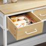 _Make-Up Table Set, Dressing Table with Stool, with Triple Mirror, 3 Drawers, Steel Frame, Woody and White Color Image 5