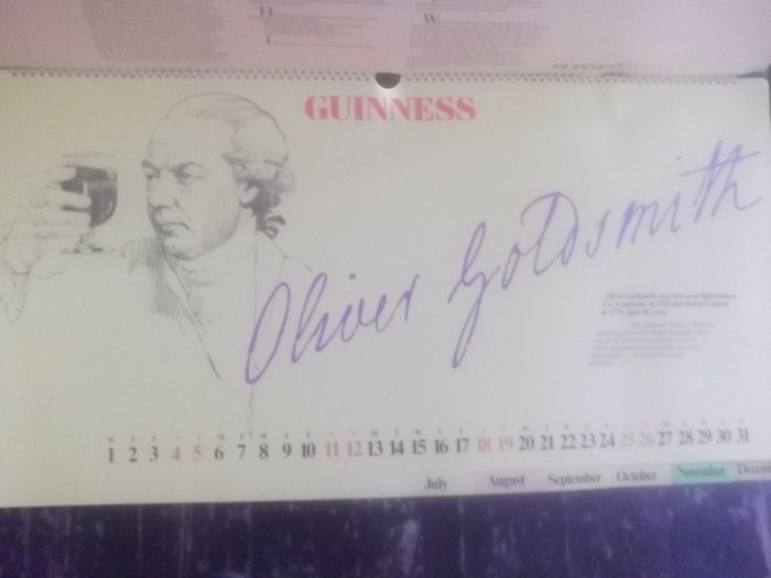 a 1981 guinness calendar  with lots of poets