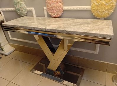 Console table pure marble and chrome stand immaculate condition