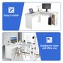 _Utility Wooden Office Computer Writing Desk Home Gaming PC Furnitur L-Shape Corner Study Computer Table With Book Shelf (white) Image 6
