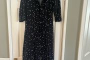 Jacqueline de Yong Black Polka Dot Midi Dress with Slits