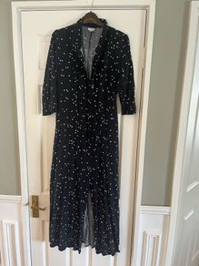 Jacqueline de Yong Black Polka Dot Midi Dress with Slits