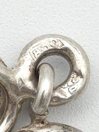 Vintage Double Rolo Interlocking Rings 800 Silver Bracelet