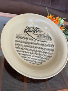 Vintage Pearsons of Chesterfield Pie Plate With Steak and Kidney Pie Recipe