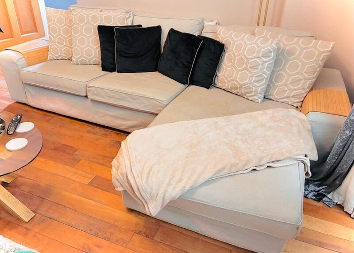 Large Cream L-Shaped Corner Sofa