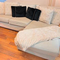 Large Cream L-Shaped Corner Sofa