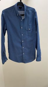 J.Crew Blue Polka Dot Chambray Shirt