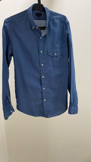 J.Crew Blue Polka Dot Chambray Shirt