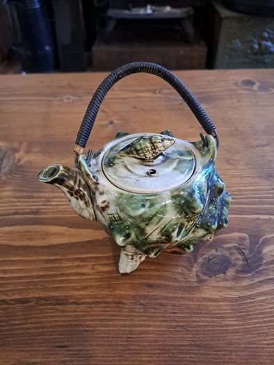1950s Vintage Japanese Majolica Conch Shell Teapot