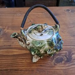 1950s Vintage Japanese Majolica Conch Shell Teapot