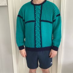 Hand Knit Vintage Aran style Jumper. Size XL
