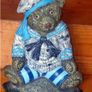 Vintage 12" Cast Iron Sailor Bear Doorstop Image 2