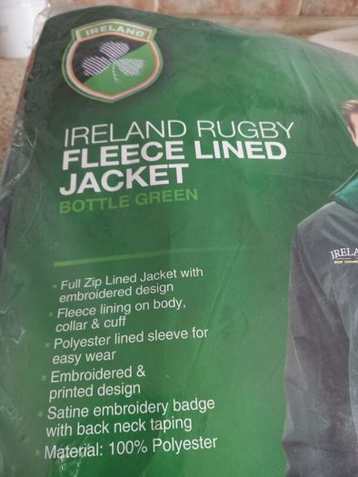 Ireland Rugby Six Nations 2013 fleece lined Jacket