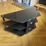 TV Stand black glass chrome Image 2
