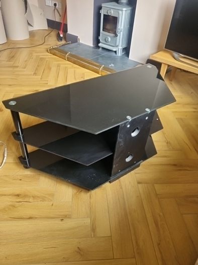 TV Stand black glass chrome