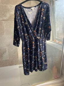 Dark Blue Floral Dress M