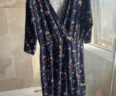 Dark Blue Floral Dress M