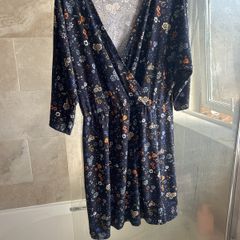 Dark Blue Floral Dress M