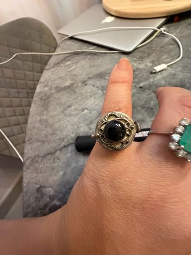 Vintage 925 Sterling Silver Secret Compartment Ring with Black Onyx Stone