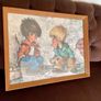 Vintage Teak Framed Certified Art print behind Glass Big Eye Art The Dropouts by Michael Thomas 1969 Image 2