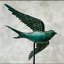 Flying Swallow - Patinated Bronze, Metal Stand Image 2