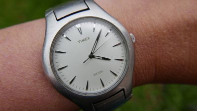 Timex Men's Wristwatch Water Resistant 50 Meters Stainless Steel Back Silvertone