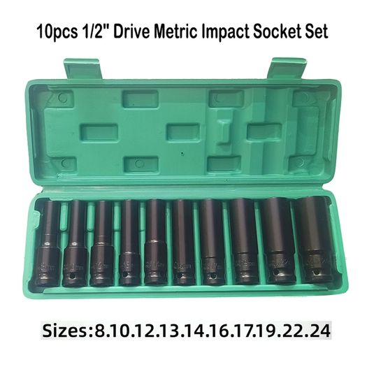 Socket wrench set, universal socket wrench set, deep-slot socket wrench set, pneumatic maintenance tool wrench 10 piece set