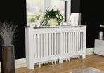 White MDF Radiator Cover Heating Cabinet 152 cm