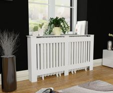 White MDF Radiator Cover Heating Cabinet 152 cm