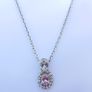 Vintage Sterling Silver 925 Cubic Zirconia And Pink Stone Cluster Necklet length 16,5" / 4,85g Image 3