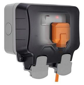 BG Electrical Outdoor Double Switched Power Wall Plug Socket, Weatherproof, Nexus Storm, Grey, 13A, IP66 Rated, WP22