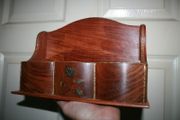 Vintage Letter Holder Handmade Wooden Paper Rack with Moorish Brass Inlays Office Desk Organiser 10,4" x 4" H-7"