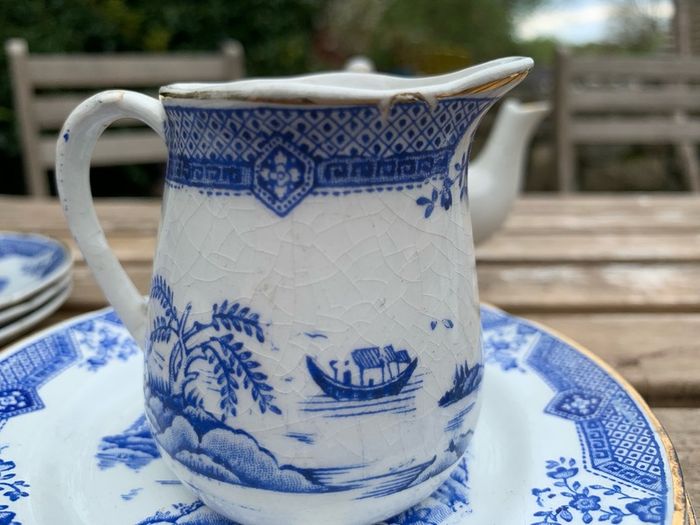 Antique child's Shellware tea set