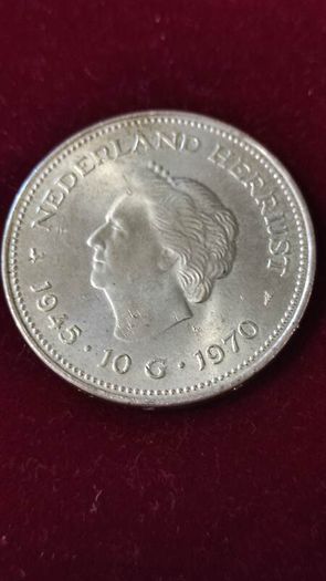 Netherlands 10 Gulden 1970 Silver Coin UNC