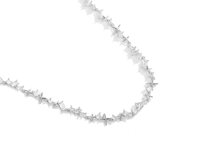 Rebel Studio Asymmetric Shaped Diamante Necklace