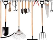 Garden Tool Rack Garage Tool Organizer Wall Mount Garden Tool Holder Yard Tool Hangers Organizer Heavy-Duty Hook Wall Storage Rack Holds Garden Tools, Shovels, Rakes, Hoses, Ropes (64 inches/160cm)