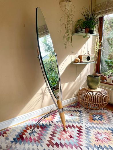 Rare Vintage 80's Japanese Floor Mirror, Dulton, Free Standing, Full Length
