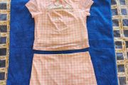 Gingham Mesh Holiday Mini Skirt  and Top set,size 10